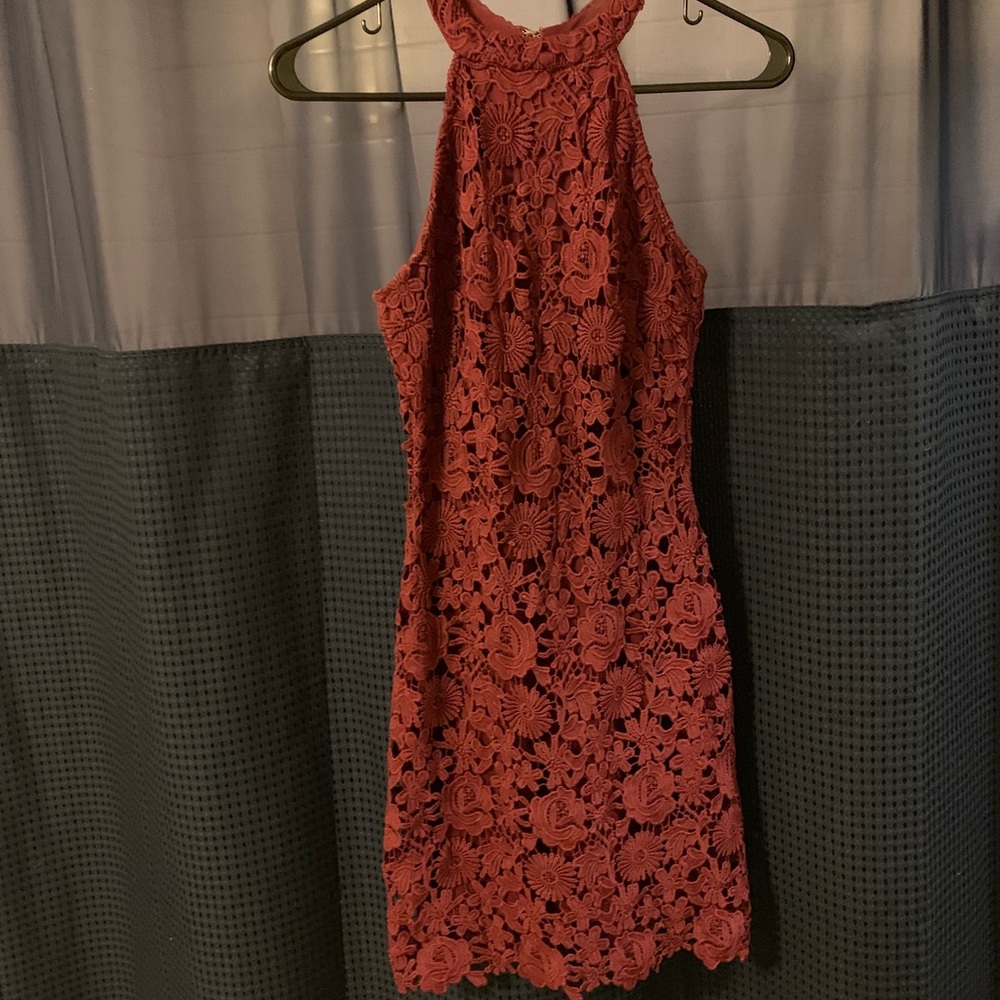 Maroon Floral Print Short Dress